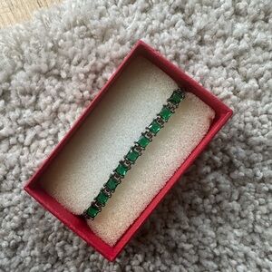 Simple green stone bracket with silver/ black hardware (never worn)